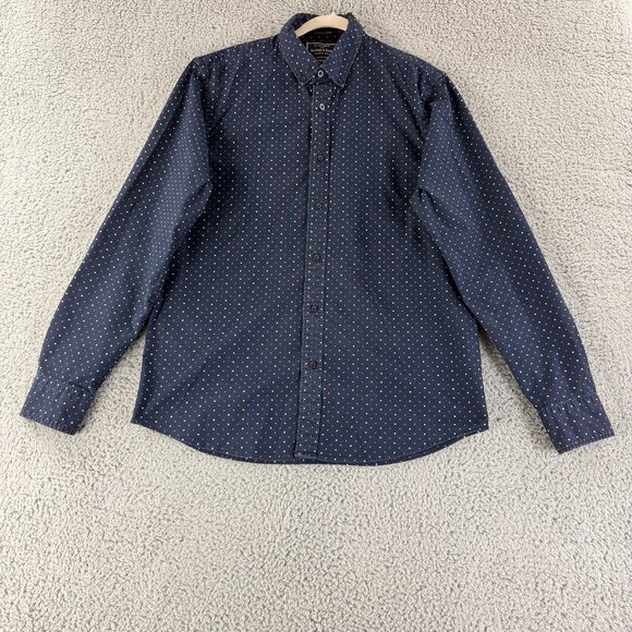 Scotch & Soda Button-Up Oxford Shirt Mens Size XL Blue Geo Print Long Sleeve - Picture 1 of 13